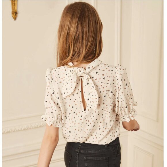 Charlotte Brody Handkerchief Blouse Top Shirt Womens XL Cream Floral Silk Scarf - Picture 2 of 10